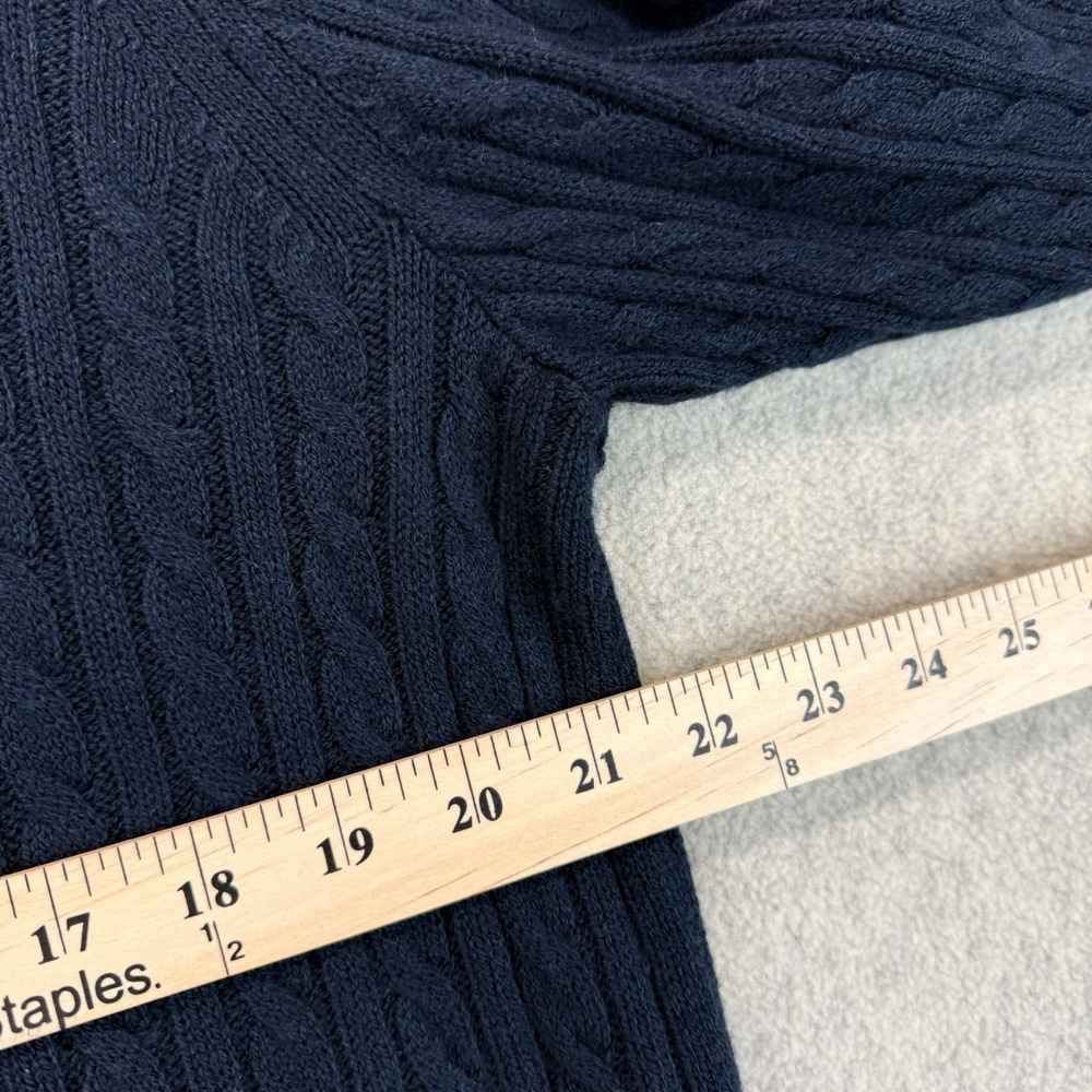 Tommy Hilfiger Women Cable Knit Pullover Sweater Masters Navy Ribbed V-Neck XL - Picture 5 of 7